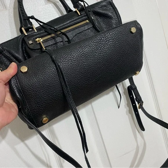 Rebecca Minkoff Large Regan Satchel Tote Black Gold